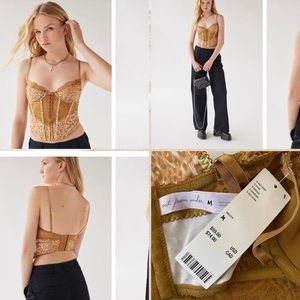 Urban Outfitters Brown Gold Corset Top